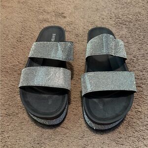 Elegant Silver Slide Sandals